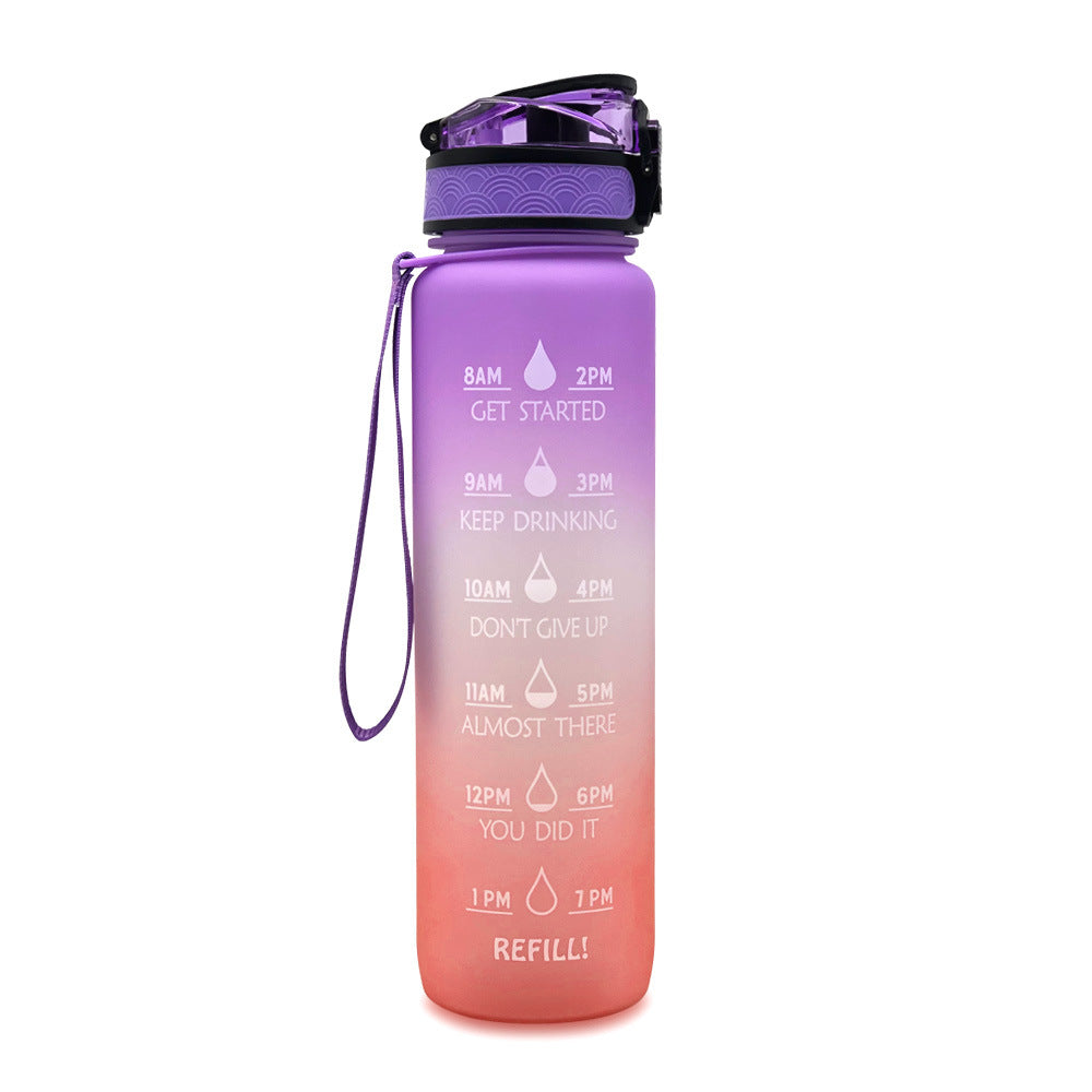 Kitchen Moni 1L Tritan Water Bottle with Time Marker Leakproof Sports Fitness Bottle