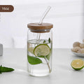 Kitchen Moni 470–550ml Borosilicate Glass Cup with Bamboo Lid and Straw