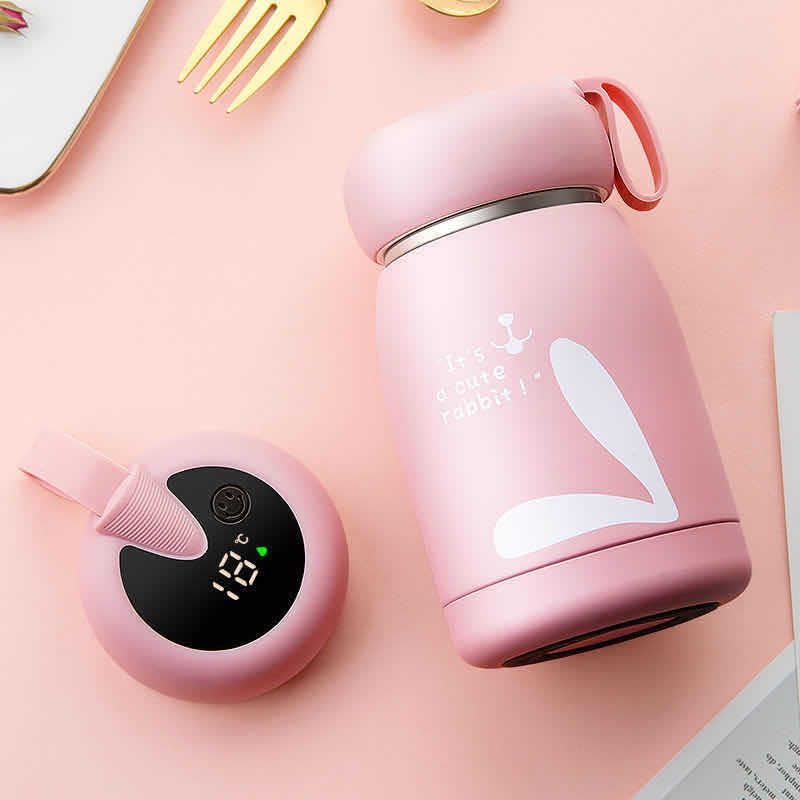 Kitchen Moni Children Smart Cartoon Thermos Cup 320ml Stainless Steel Insulated Bottle
