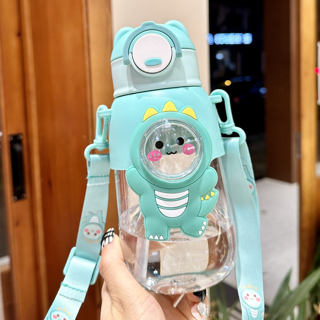 Kitchen Moni Cute Kids Straw Water Bottle 660ml Drop-Resistant