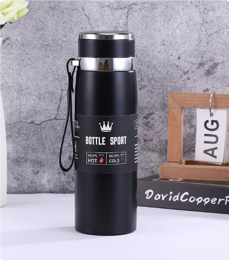 Kitchen Moni 1L Stainless Steel Insulated Bottle with Sling Strap