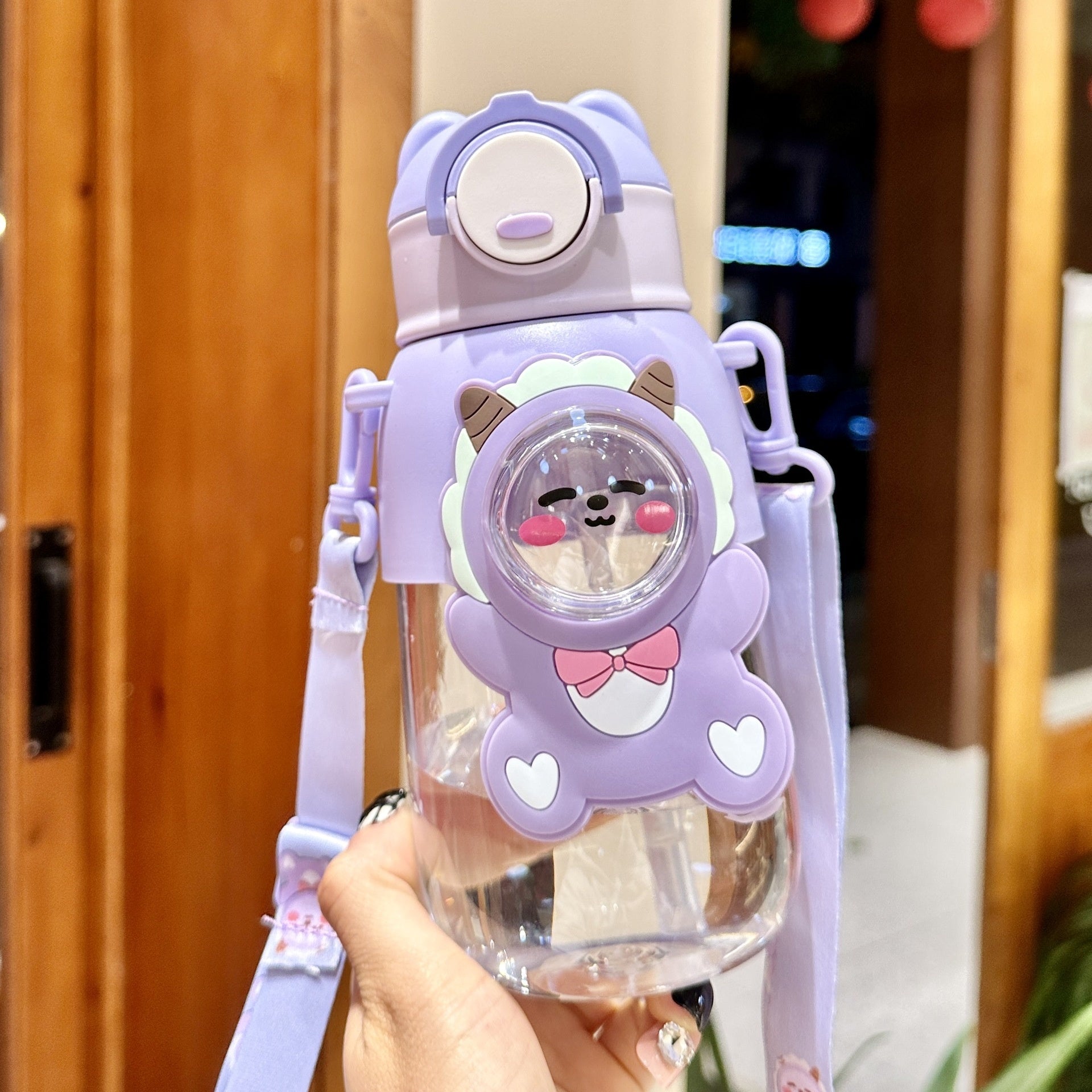 Kitchen Moni Cute Kids Straw Water Bottle 660ml Drop-Resistant