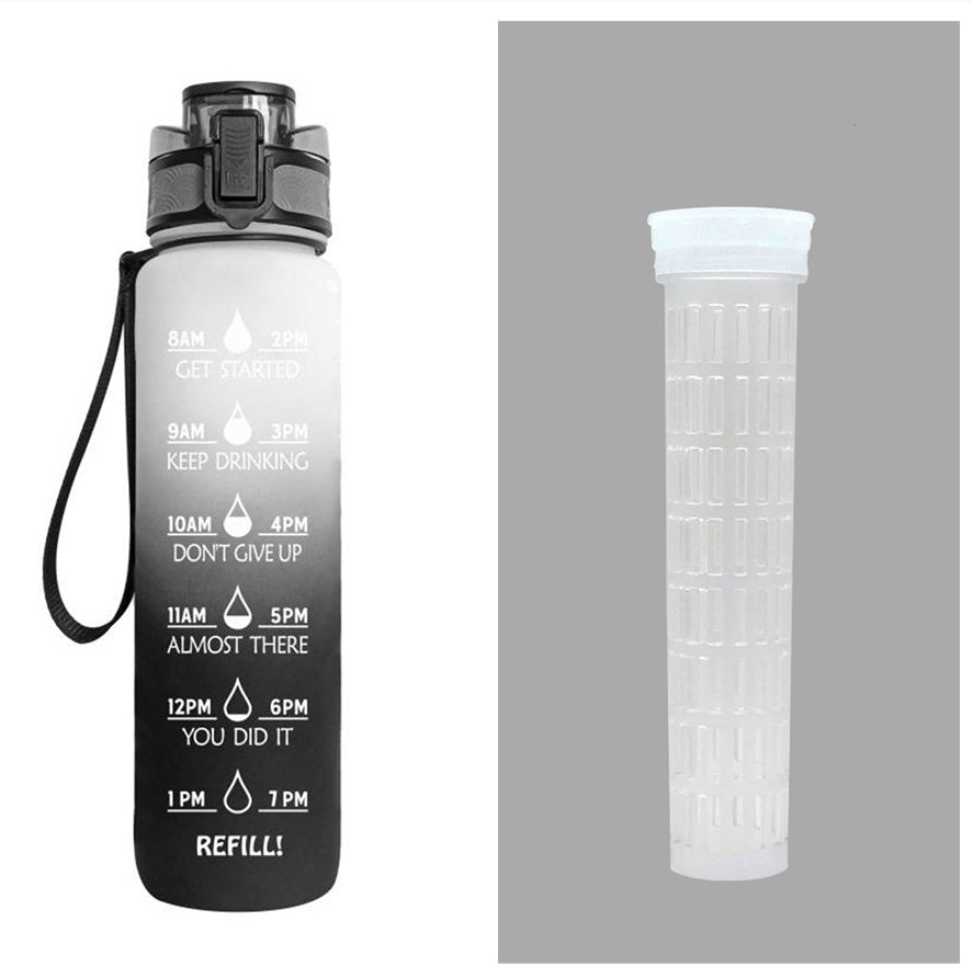 Kitchen Moni 1L Tritan Water Bottle with Time Marker Leakproof Sports Fitness Bottle