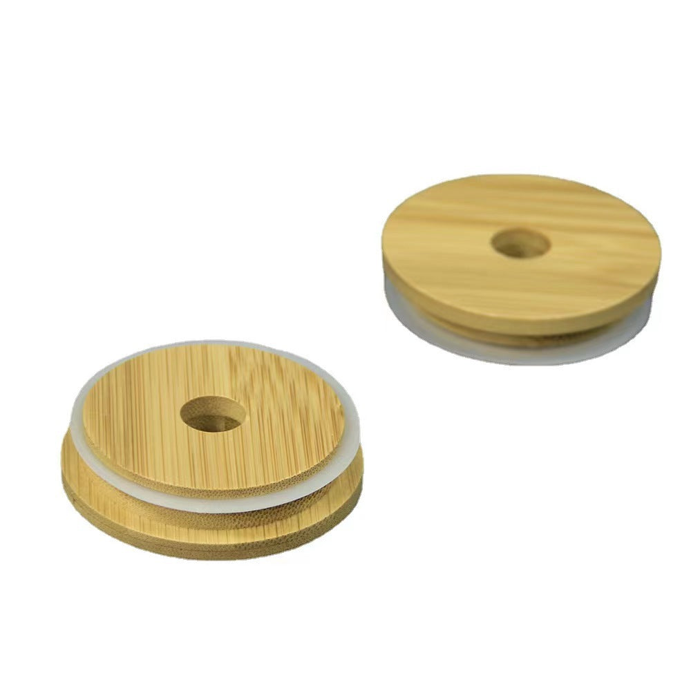 Kitchen Moni 470–550ml Borosilicate Glass Cup with Bamboo Lid and Straw