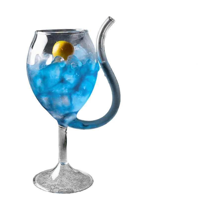 Kitchen Moni Creative Glass Cocktail Cup with Handle & Straw