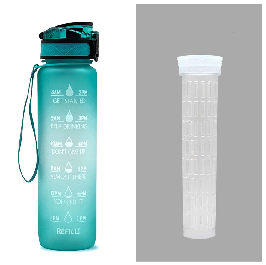 Kitchen Moni 1L Tritan Water Bottle with Time Marker Leakproof Sports Fitness Bottle