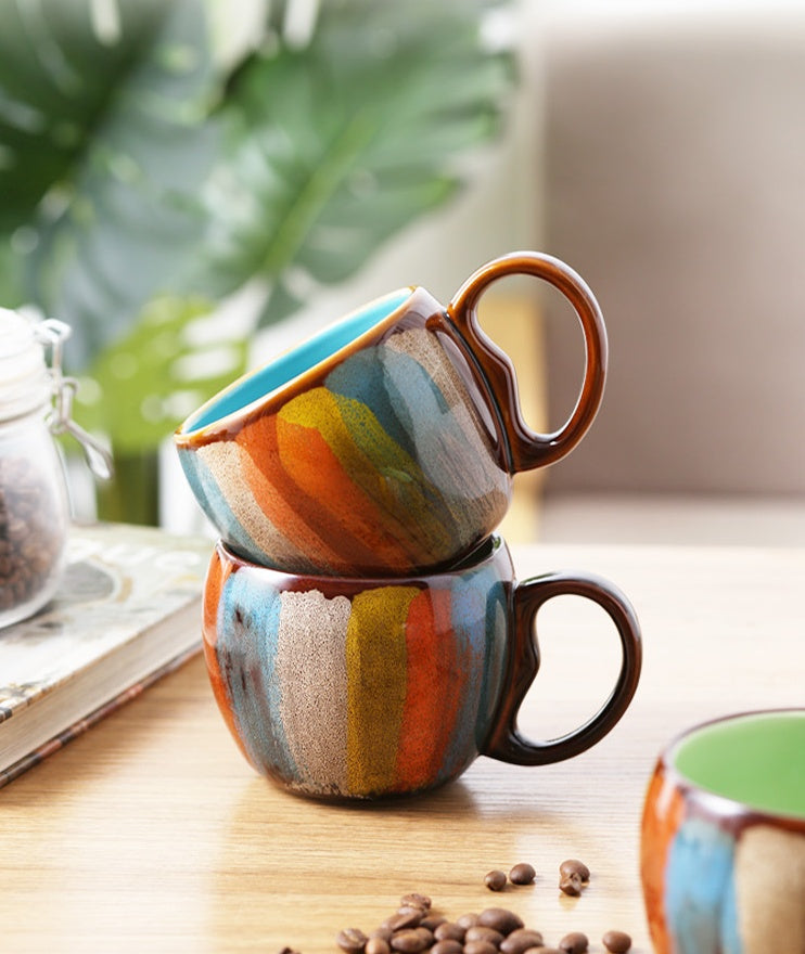 Kitchen Moni Creative Ceramic Cup with Lid Spoon 350ml Gift Mug