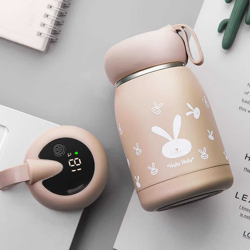 Kitchen Moni Children Smart Cartoon Thermos Cup 320ml Stainless Steel Insulated Bottle