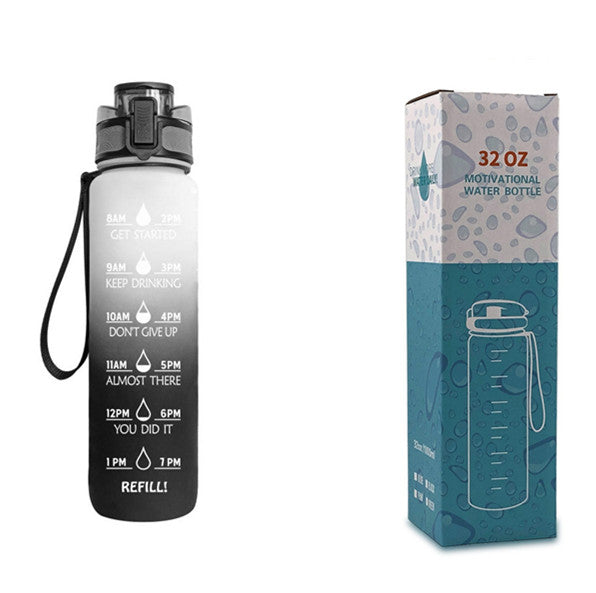 Kitchen Moni 1L Tritan Water Bottle with Time Marker Leakproof Sports Fitness Bottle