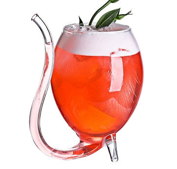 Kitchen Moni Creative Glass Cocktail Cup with Handle & Straw