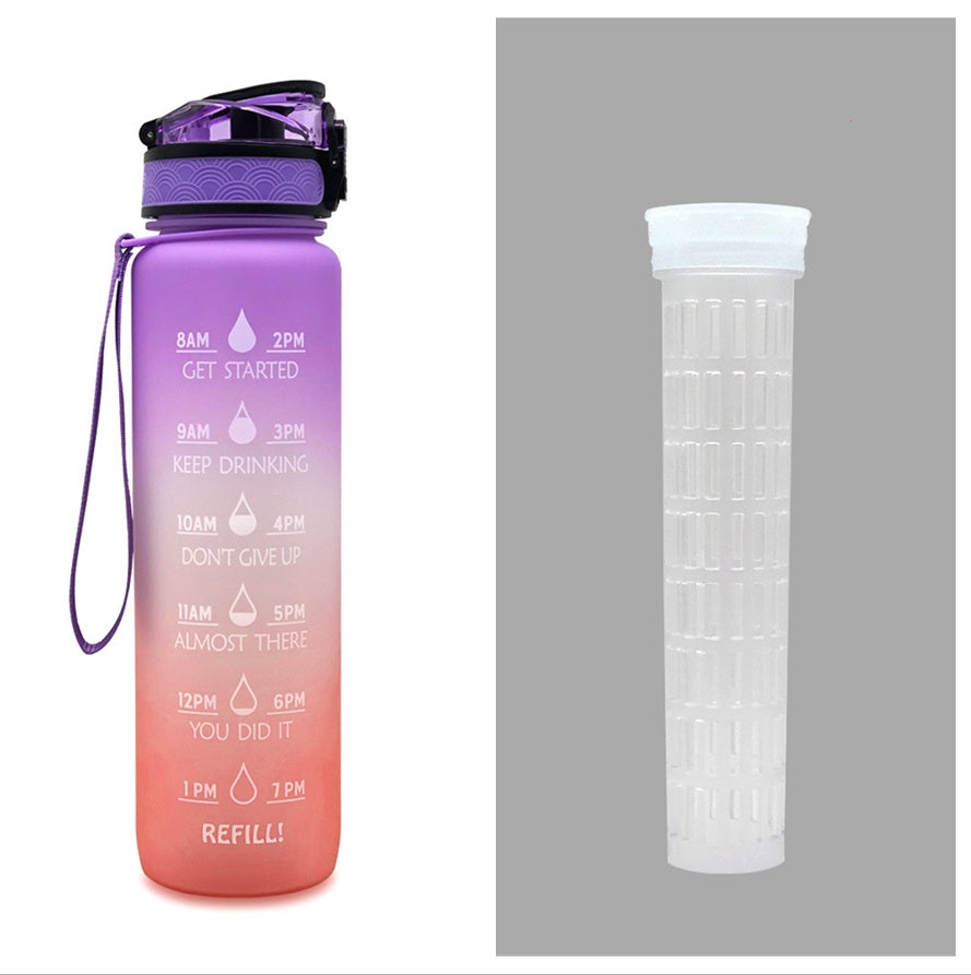 Kitchen Moni 1L Tritan Water Bottle with Time Marker Leakproof Sports Fitness Bottle